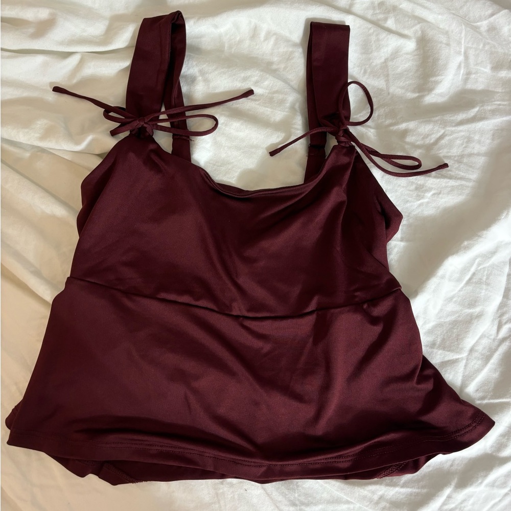 Burgundy Babydoll Tank - Picture 2 of 4